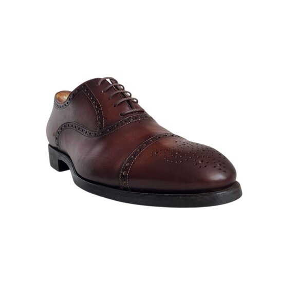 Magnanni Medallion Toe Oxfords in Brown Men's Size 10.5 - Picture 1 of 11